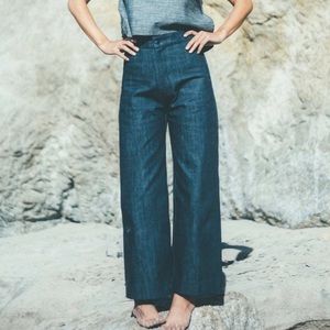 OZMA High Rise Sailor Inspired Wide Leg Denim Pants Size XS